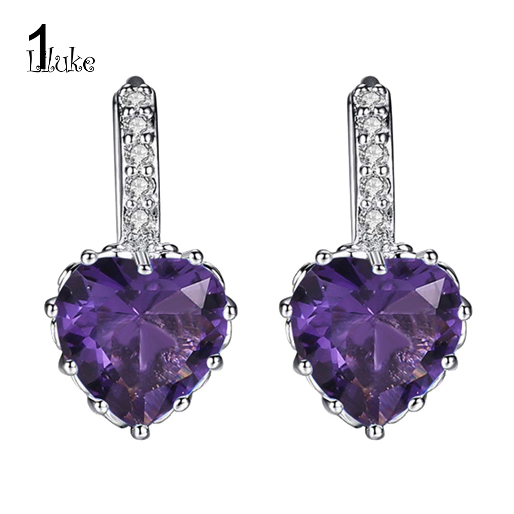 Đôi Khuyên Tai HìNh TráI Tim ĐíNh Zirconia LấP LáNh ThờI Trang Cho Nữ