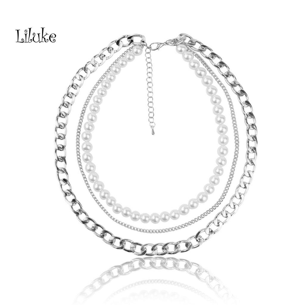 Vòng cổ Hợp Kim Trang Trí Ngọc Trai Giả Nhiều Lớp Thời Trang Cho Nữ