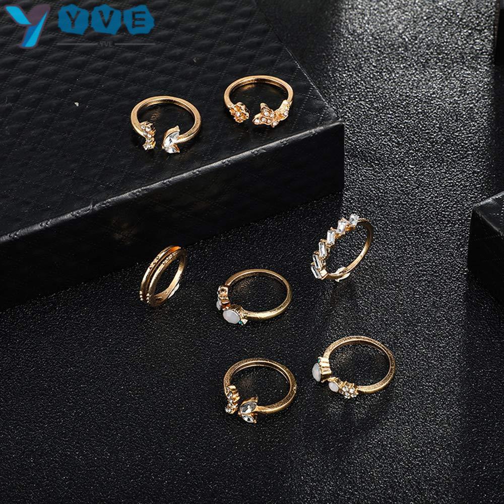 Set 7 Nhẫn Hoa Phong Cách Vintage|Nhẫn Hở Thiết Kế Đơn Giản Thời Trang Cao Cấp