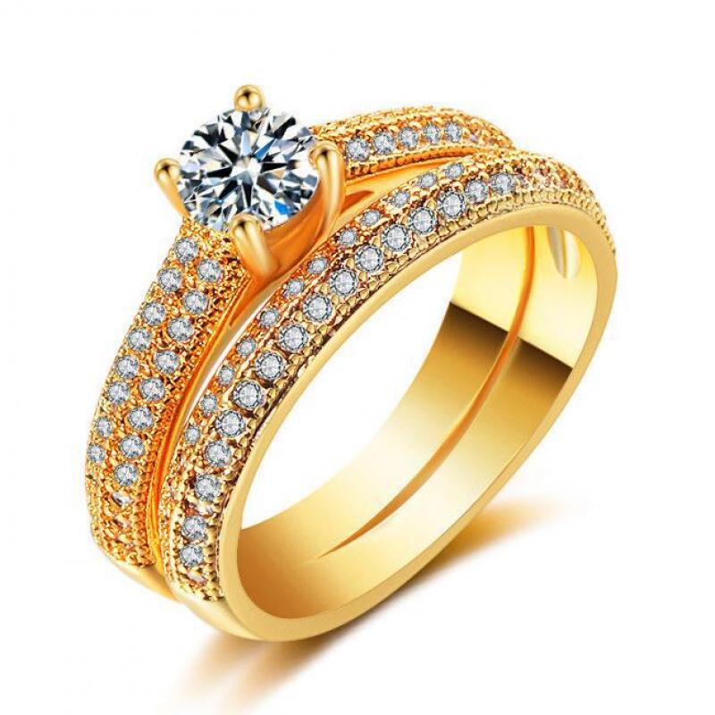 Nhẫn Đính Hôn Đính Đá Zircon LK--Micro Phong Cách Âu Mỹ Thời Trang