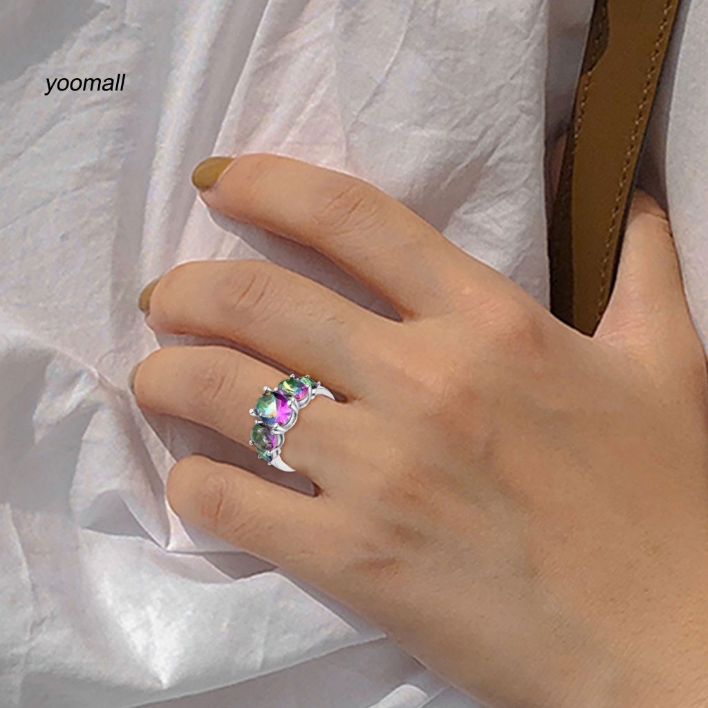 Nhẫn Đồng Đính Pha Lê Giả Nhiều Màu Thanh Lịch Cho Nữ