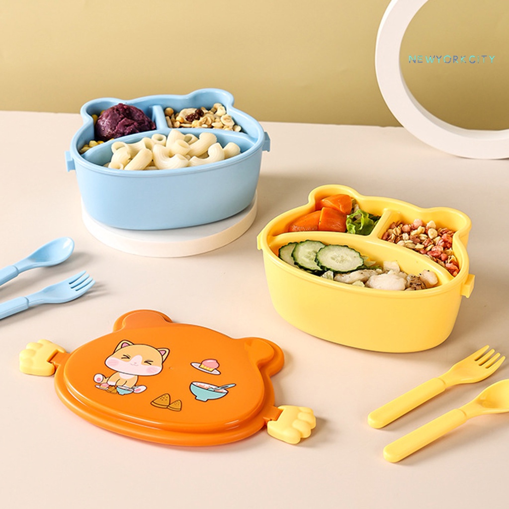 1 Hộp cơm Hai Tầng Cỡ Lớn Chống Rò Rỉ Họa Tiết Hoạt Hình Kèm Muỗng Nĩa Tiện Dụng Cho Bé