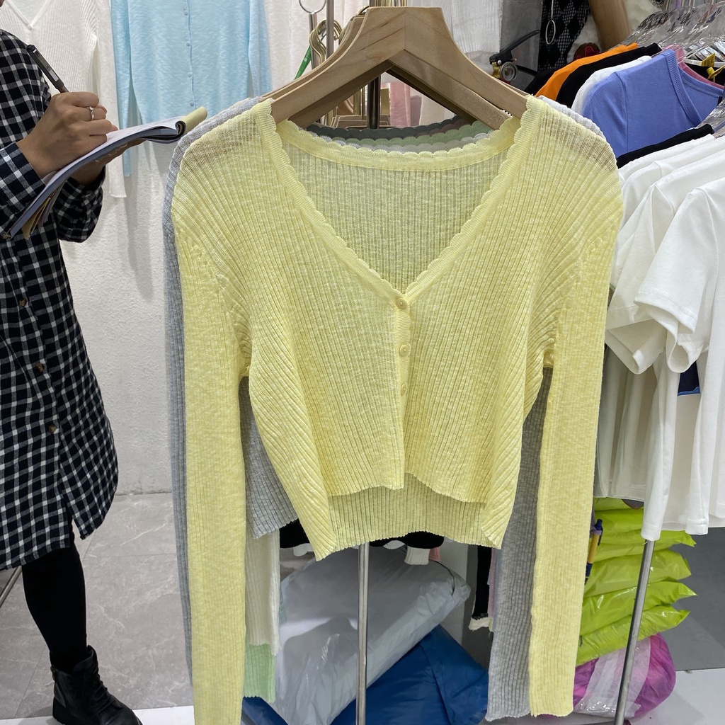 Áo Khoác Cardigan Dệt Kim Mỏng Dáng Rộng Ngắn Chống Nắng Thời Trang Mùa Hè Cho Nữ