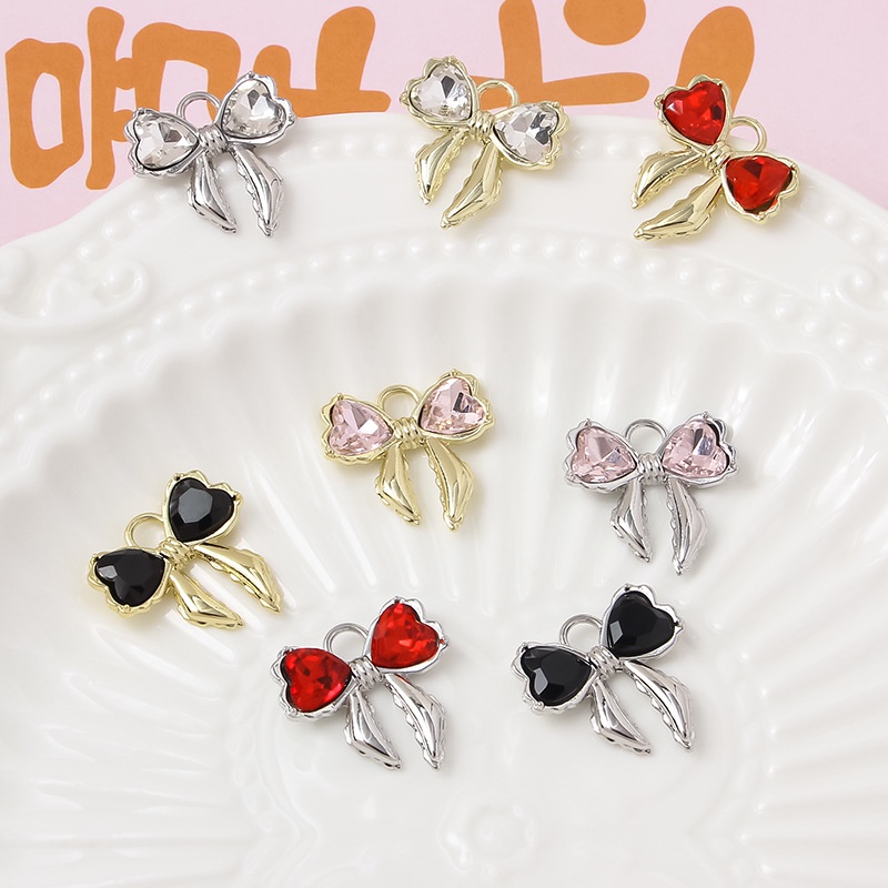 1 Mặt Vòng cổ Hình Nơ Trái Tim Ngọt Ngào Nhiều Màu Sắc