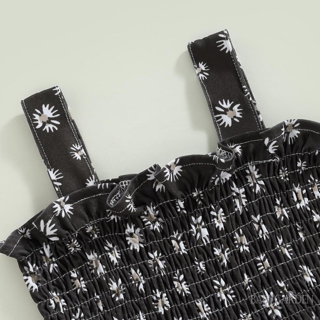 Bộ Áo Liền Quần Không Tay In Hình Bò Sữa / Hoa Cúc Dành Cho Bé Gái 0-18 Tháng Tuổi