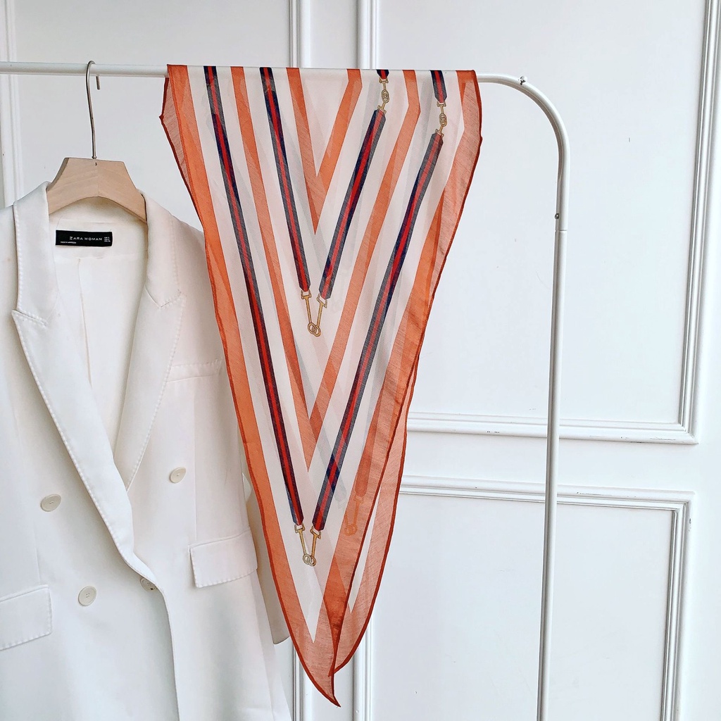 Hàng Mới Về Khăn Quàng Cổ Lụa In Họa Tiết Kim Cương Thời Trang Xuân Thu Trang Trí Thanh Lịch Dành Cho Nữ