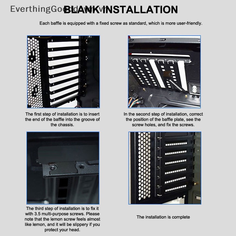 Everthinggooddown 10 Tấm Thông Gió Tản Nhiệt PCI Baffle PC Có Vít Tản Nhiệt Cho Khung Gầm Máy Tính