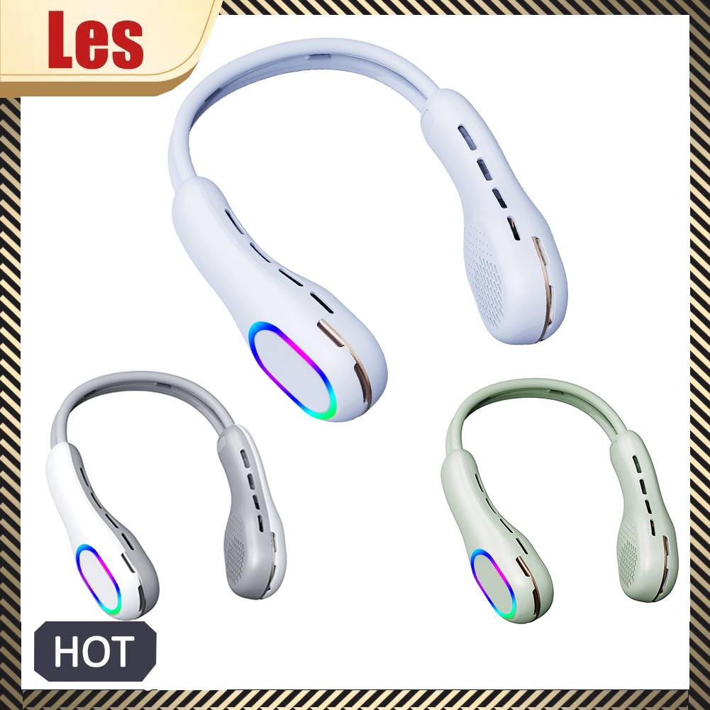 Quạt Đeo Cổ Có Đèn Nhiều Màu Sắc Trọng Lượng Nhẹ Tiện Dụng Cho Mùa Hè