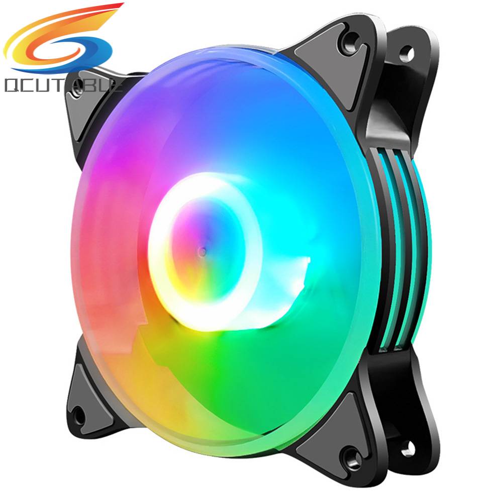 Quạt Làm Mát COOLMOON 12cm Đèn LED 5 Màu Cỡ Lớn 4Pin