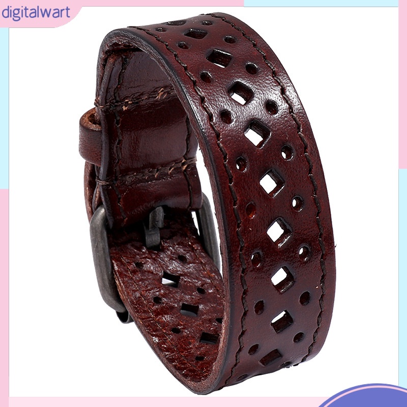 Vòng Tay Da Bò Thiết Kế Rỗng Phong Cách Retro Cá Tính Dành Cho Nam
