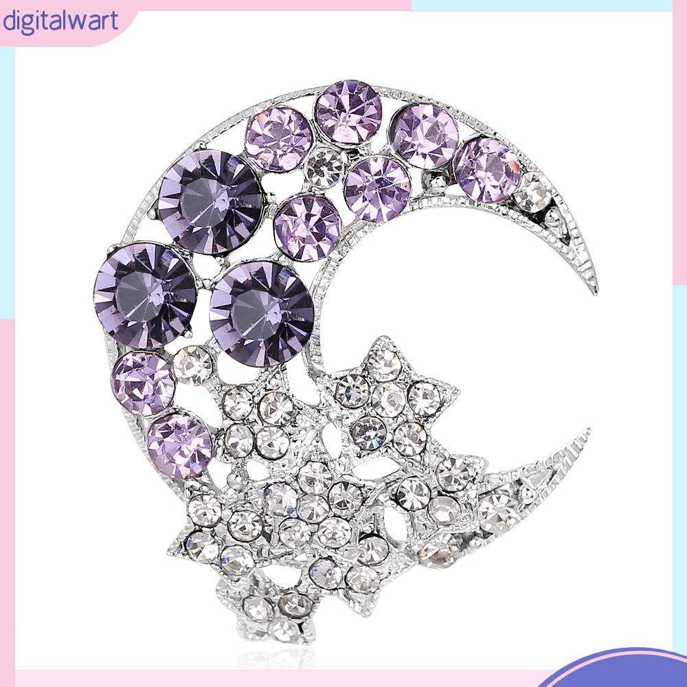 Ghim Cài Áo Hình Ngôi Sao / Mặt Trăng Đính Đá Thời Trang Cho Nữ