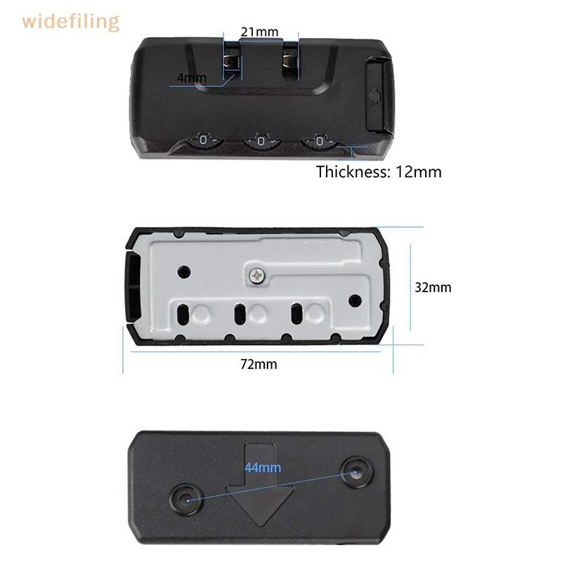 Ổ Khóa Vali Du Lịch 3 Chữ Số Bằng Nhựa Màu Đen Kèm Dây Xích Cố Định Chống Trộm Tiện Dụng