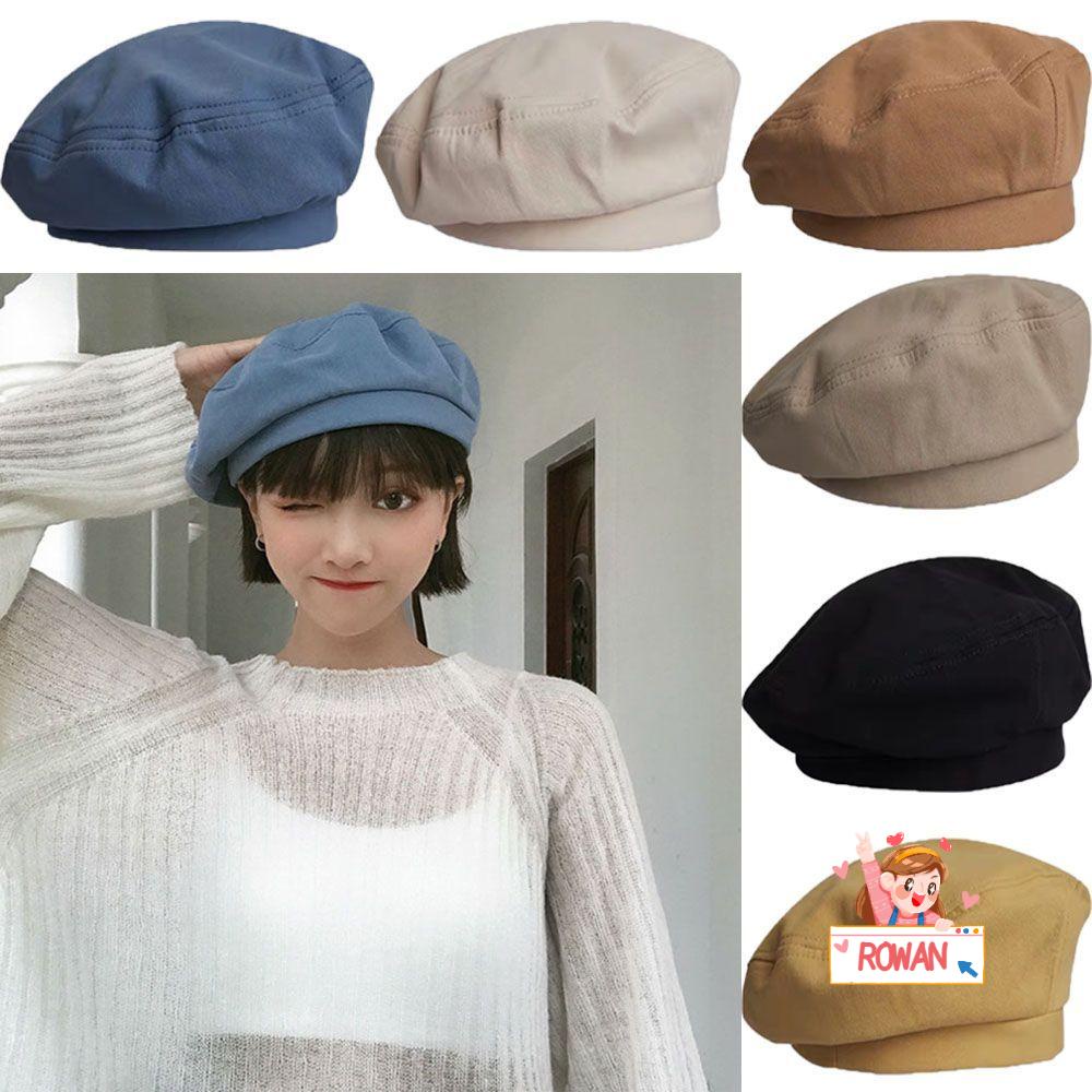 ROWANS Mũ Beret Cotton Màu Sắc Nhã Nhặn Dành Cho Nữ