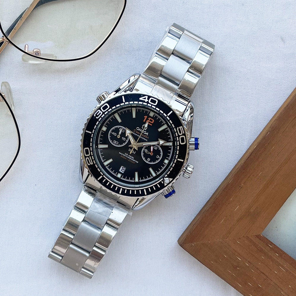 Đồng Hồ Đeo Tay 0mega Đa Chức Năng Chống Thấm Nước Bằng Kim Loại Màu Trơn Thời Trang Cho Nam