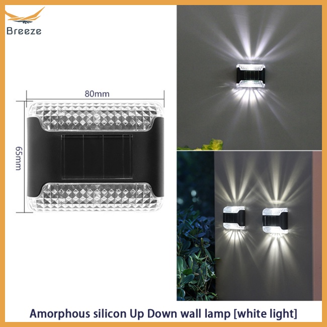 Bộ 4 Đèn Led Năng Lượng Mặt Trời Chống Thấm Nước Gắn Tường Ngoài Trời