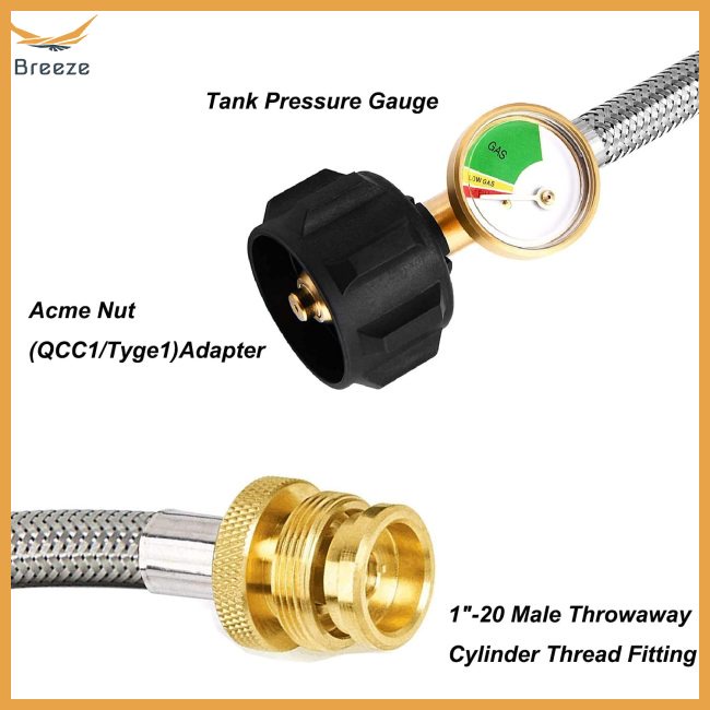 Adapter Chuyển Đổi Ống Propane 4 Ft 1lb Sang 20lb Bằng Thép Không Gỉ