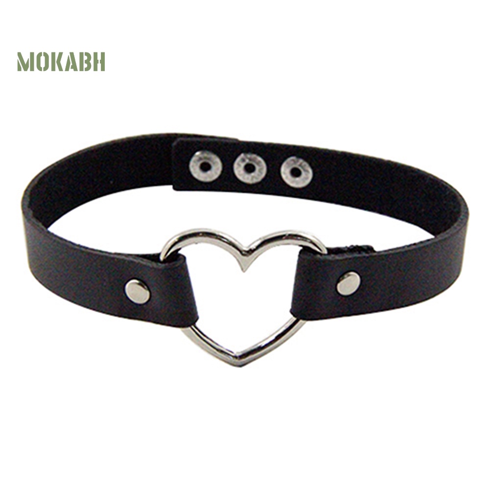 Vòng Cổ Choker Giả Da Họa Tiết Trái Tim Rỗng Phong Cách Gothic Punk