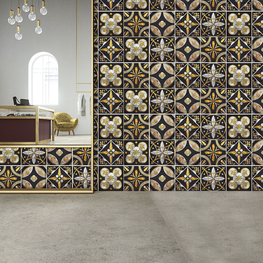 Set 10 Miếng Dán Tường / Sàn Nhà Trang Trí Tự Dính Bằng PVC In Họa Tiết Hoa Nghệ Thuật