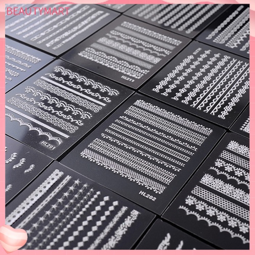 Set 30 Tấm Hình Dán Ren 3D Màu Trắng Dùng Trang Trí Móng Nghệ Thuật DIY