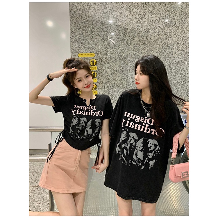 Áo Thun Nữ Cộc Tay In Chữ Phong Cách retro Thời Trang