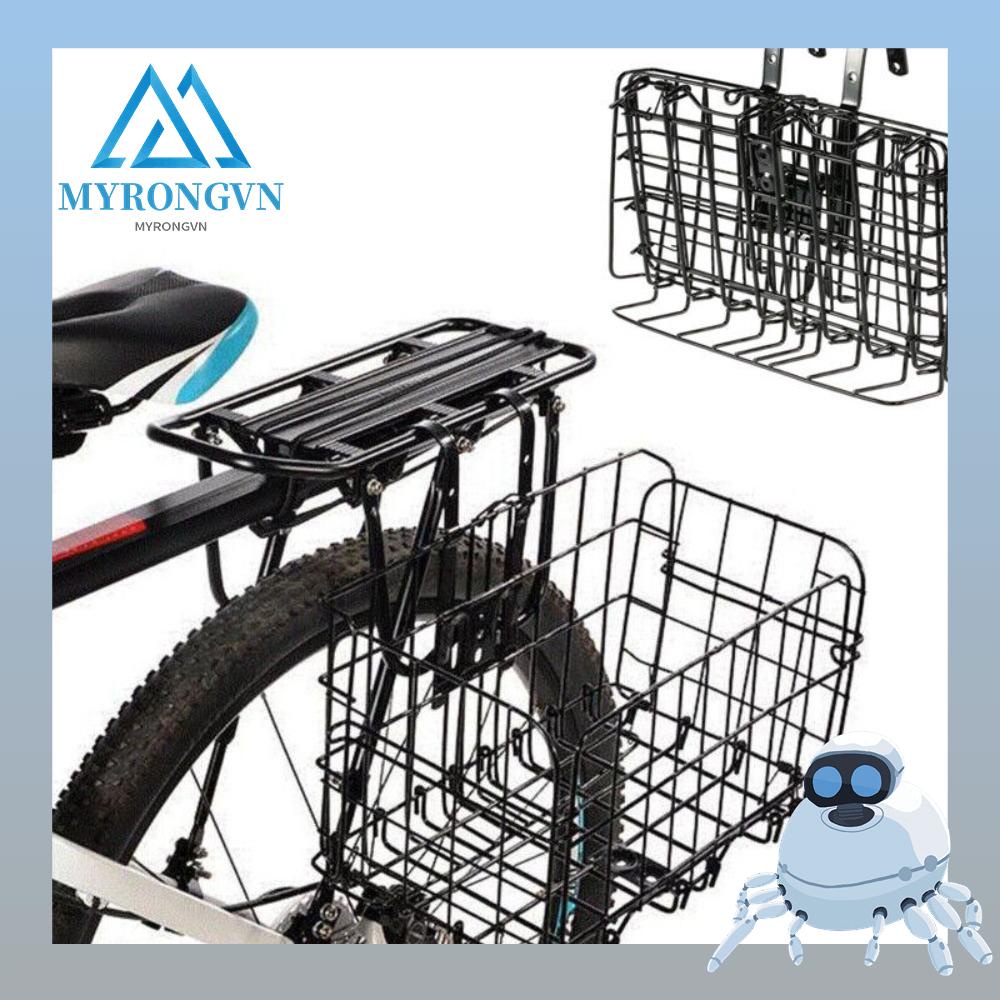 MYRONGVN Giỏ Lưới Kim Loại Sức Chứa Lớn Gắn Khung Trước Và Sau Xe Đạp