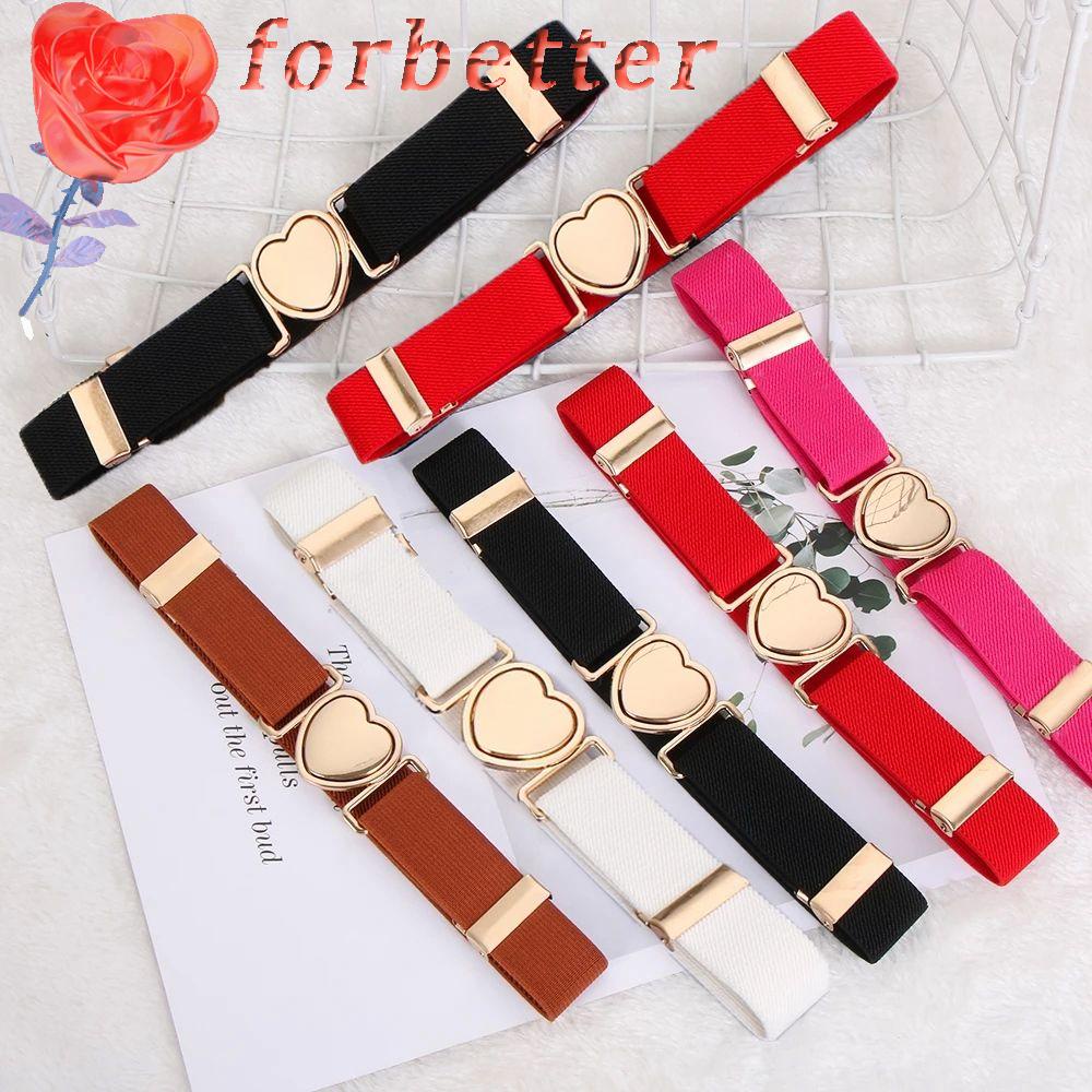 FORBETTER Thắt Lưng Co Giãn Bằng Hợp Kim Màu Sắc Trơn Có Thể Điều Chỉnh Cho Bé Gái