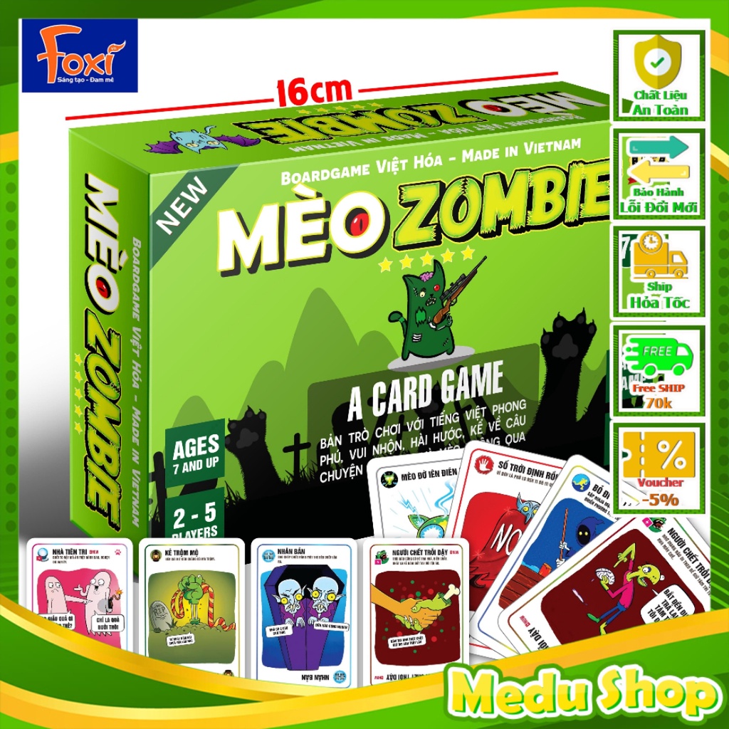 Bài Mèo Zombie Foxi Việt Hóa-Exploding Zombie Kittens Board Game hay  hồi sinh người chết Shop Đồ Chơi MeduShop