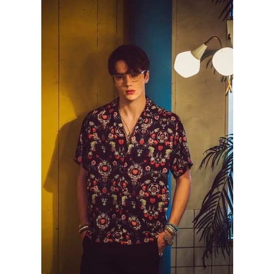 Áo Sơ Mi Tay Lửng Dáng Rộng In Họa Tiết Hoa Phong Cách Hip Hop Nhật Bản Thời Trang Mùa Hè Dành Cho Nam Và Nữ