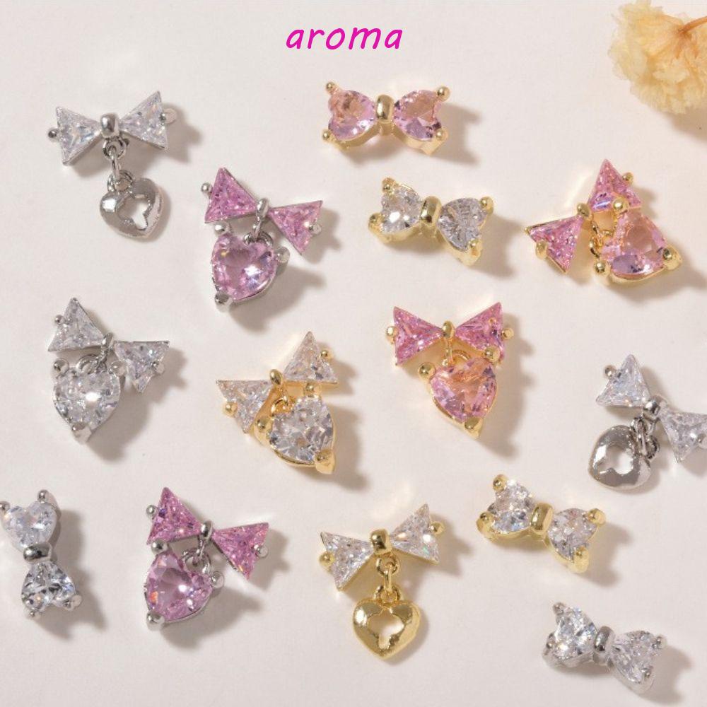 AROMA Phụ Kiện Đá Đính Trang Trí Móng Tay Hình Nơ Xinh Xắn
