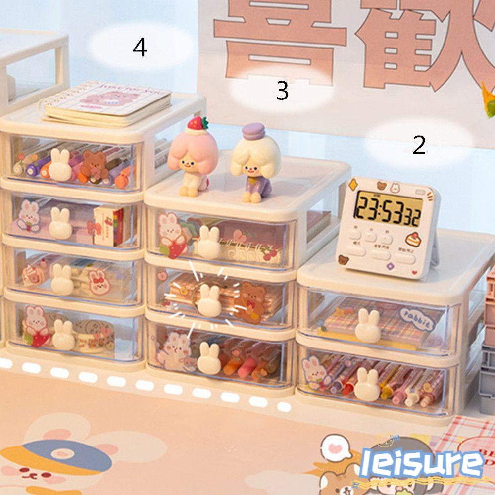 LEISURE Hộp Đựng Bút / Mỹ Phẩm Để Bàn Trong Suốt Có Thể Tháo Rời Tiện Dụng