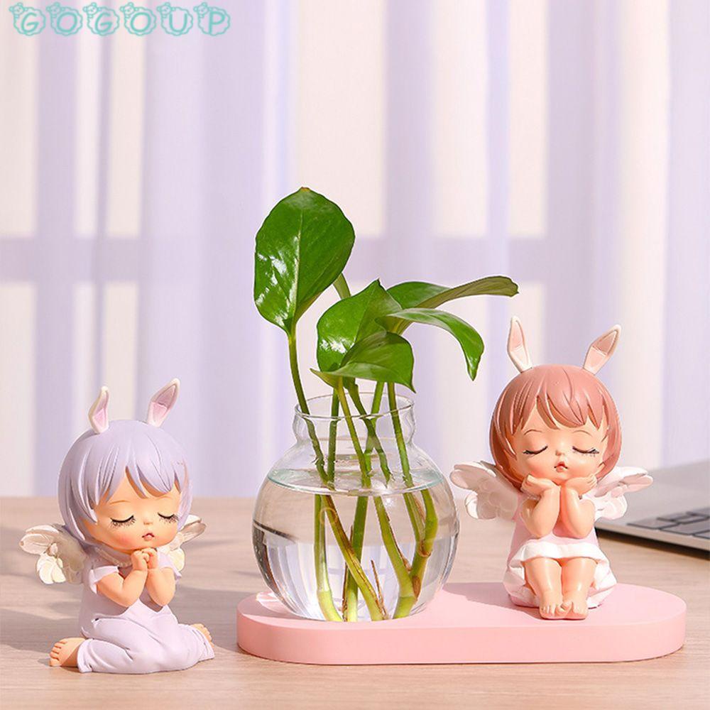 GOGOUP Chậu Hoa Thủy Tinh Hình Búp Bê Dễ Thương Dùng Trang Trí Phòng Khách / Văn Phòng