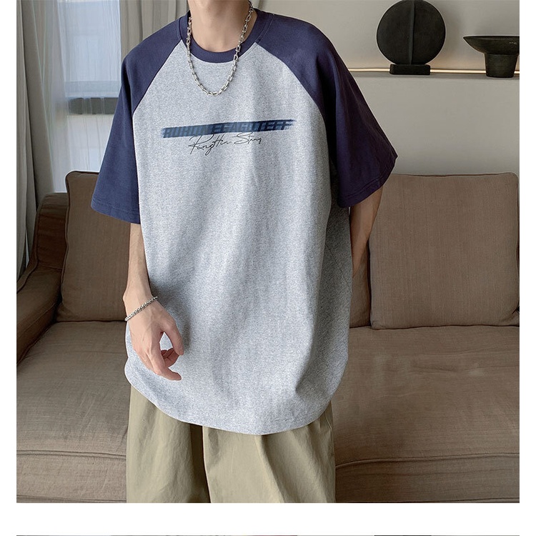 Áo Thun Mùa Hè 230g Tay Ngắn Phối Màu Tương Phản Thời Trang Mùa Hè 2023 Cho Cặp Đôi