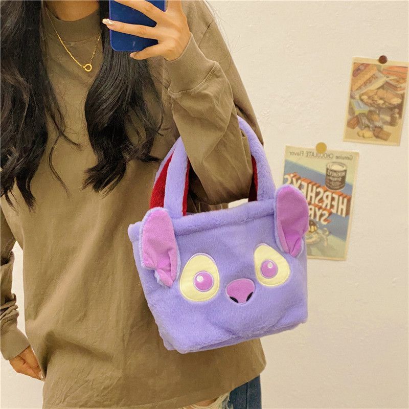 Túi Xách Lông Xù Mềm Mại Hình Gấu / Dâu Tây Ba Mắt Phong Cách Nhật Hàn Dễ Thương Cho Nữ