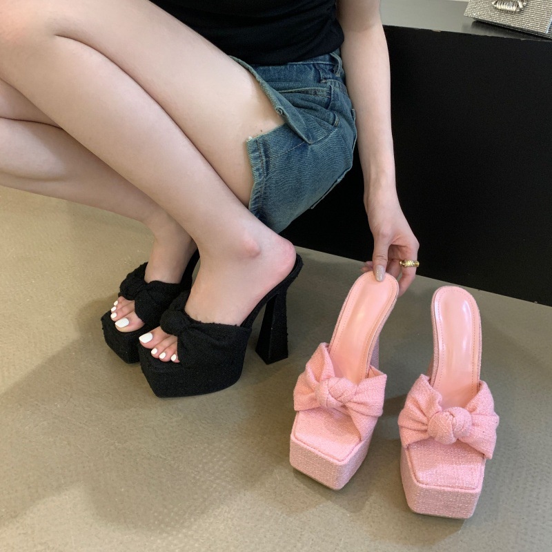 Sandal Cao Gót 13cm Đế Xuồng Đính Nơ Sang Trọng Thời Trang Mùa Hè 2023 Cho Nữ