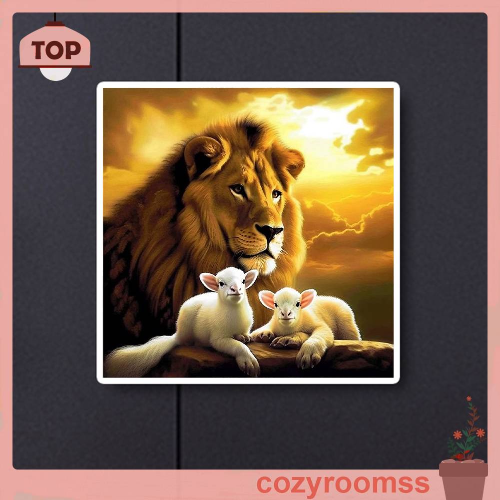 Tranh Đính Đá Kim Cương Toàn Bộ 5D DIY Hình Vẽ Sư Tử / Cừu