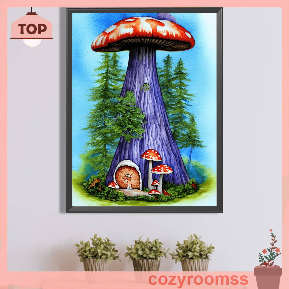 Tranh Đính Đá Kim Cương Toàn Bộ 5D DIY Hình Vẽ Nấm Trang Trí Nhà Cửa