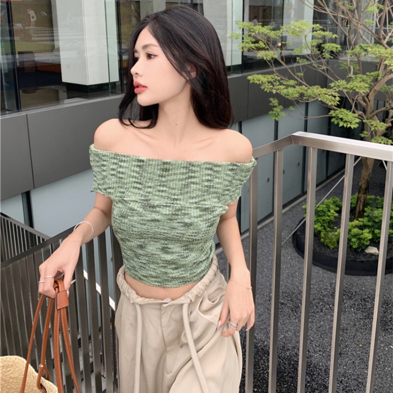 Áo Dệt Kim Trễ Vai Dáng Ôm Co Giãn