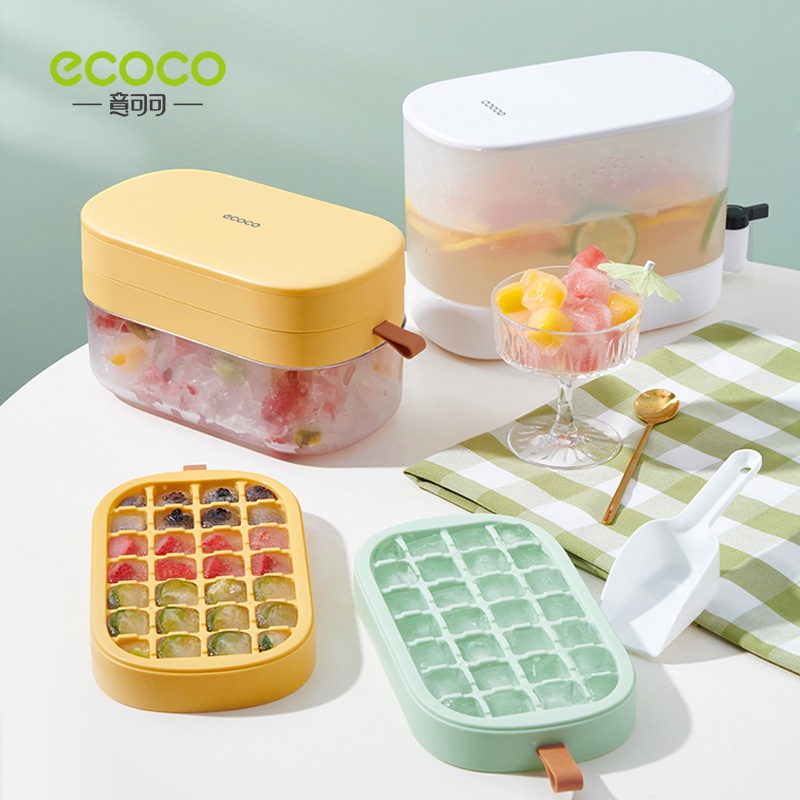 Hộp Đựng Đá Ecoco - Khay Làm Đá 2210 1 Tầng Hiện Đại Sang Trọng Tặng Kèm Thìa Xúc Đá Giúp Bạn Lấy Đá Nhanh Gọn