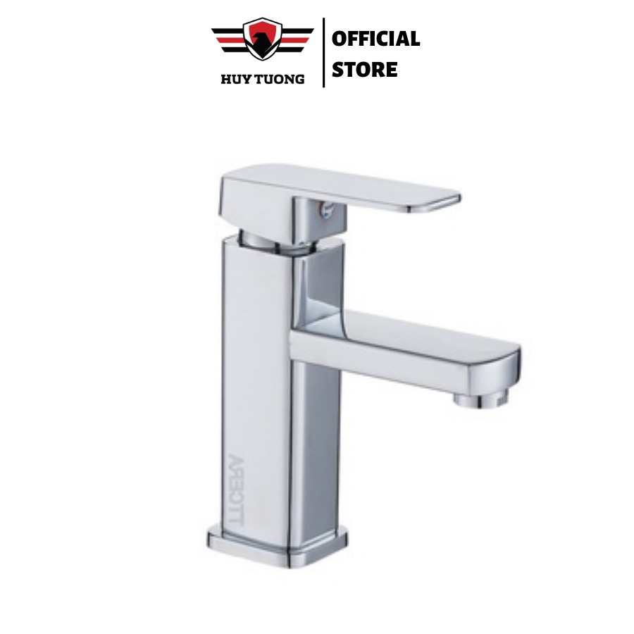 Vòi nước lavabo nóng lạnh inox 304 bồn rửa mặt chống văng nước mẫu vuông cao cấp - Huy Tưởng