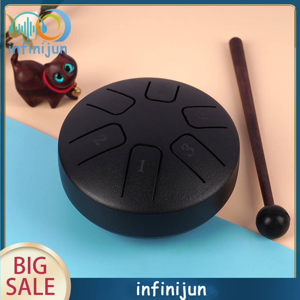 Bộ Trống Mini 6 Lưỡi Thép 3.8 Inch Kèm Dùi Đánh