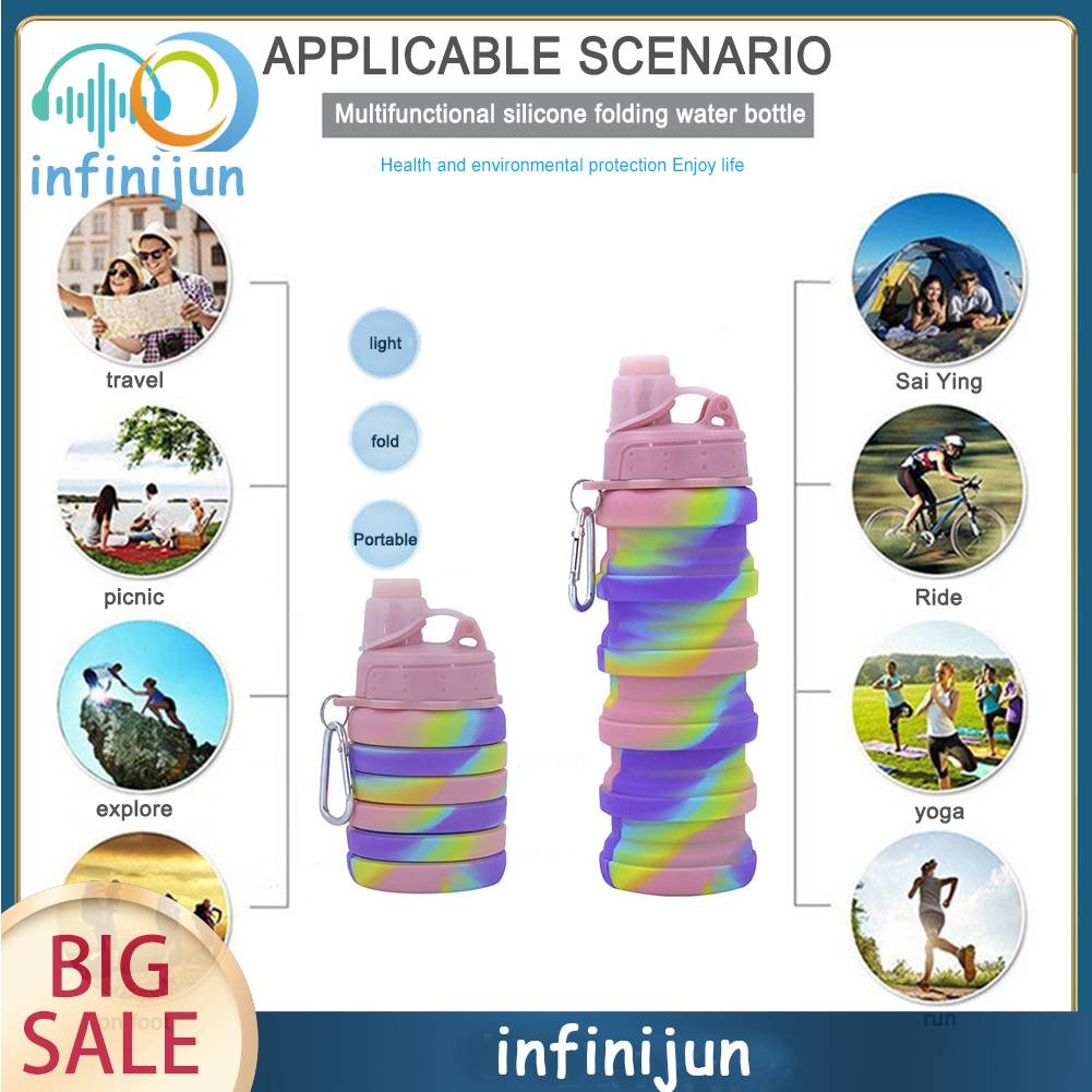 Bình Nước Thể Thao Bằng Silicone 500ml Chống Tràn Cho Trẻ Em