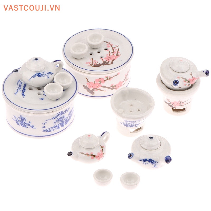 1 Bộ Ấm Tách Uống Trà Bằng Gốm 1: 12 Trang Trí Nhà Búp Bê