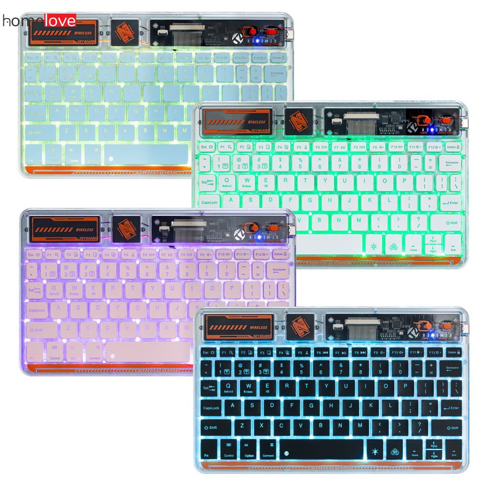 2023 bàn phím có đèn nền Bluetooth trong suốt mới RGB bảy màu ba chế độ công nghệ trong suốt (Tiếng Anh/Tiếng Thái Vision) homelove