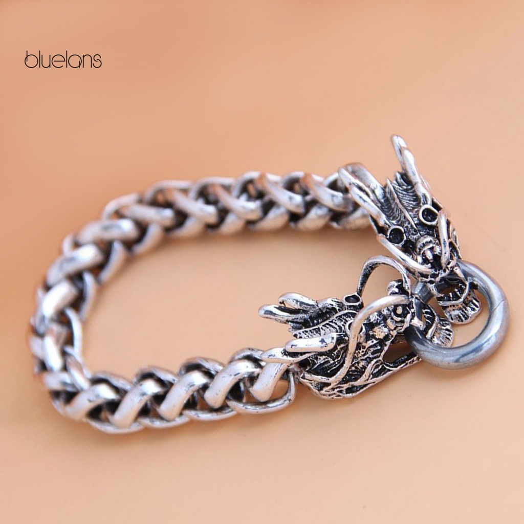 Vòng Tay Hợp Kim Dày Họa Tiết Rồng Phong Cách Retro Cho Nam