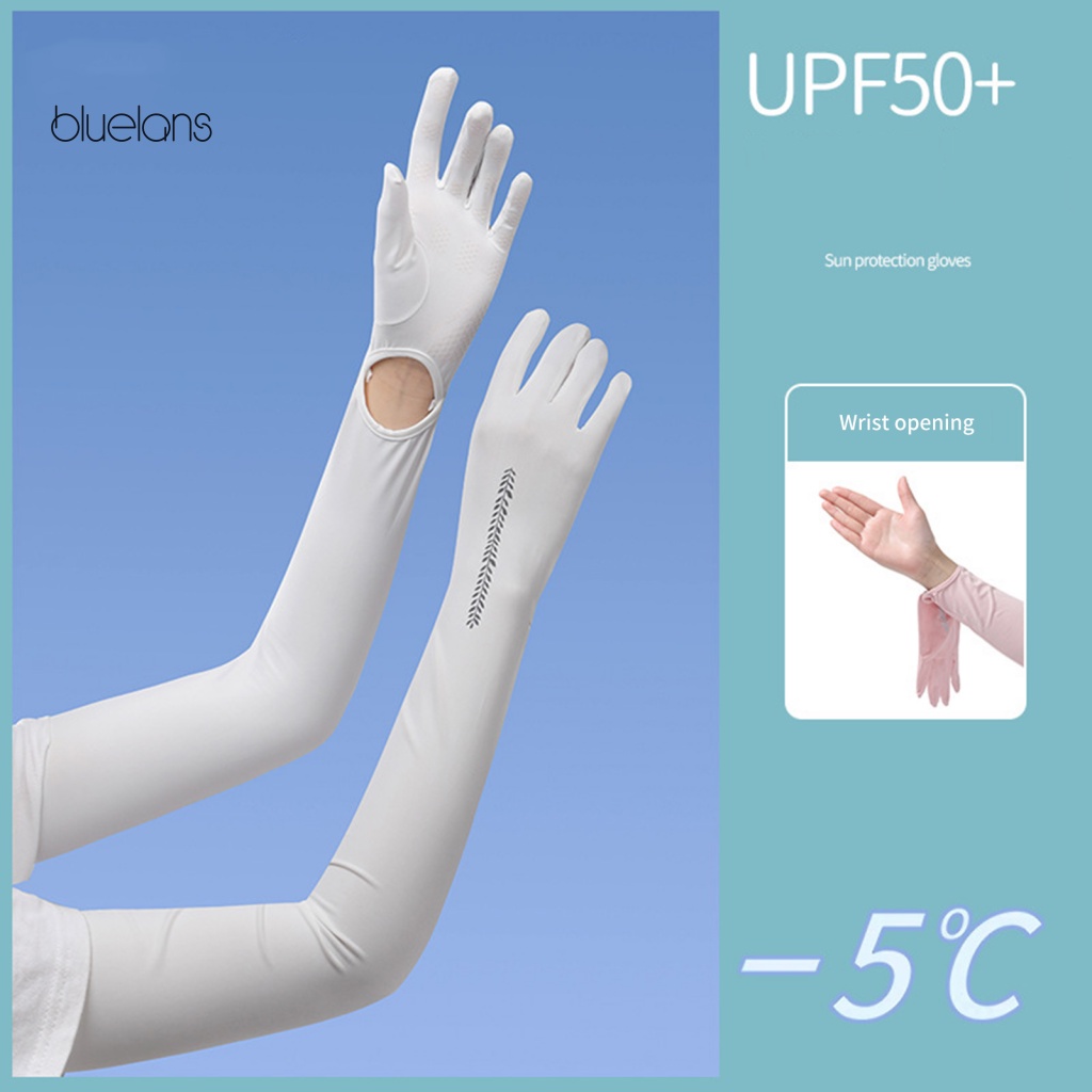 Bộ 2 Găng Cánh Tay Dài 58cm Bằng Lụa Lạnh Thoáng Khí Nhanh Khô Chống Trượt Có Thể Điều Chỉnh