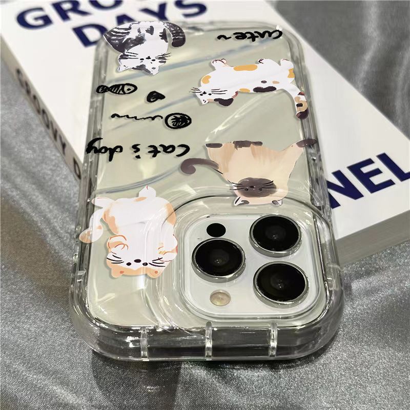 Ốp Điện Thoại Mềm Trong Suốt Họa Tiết Mèo / Cá Dễ Thương Cho iPhone14promax 1312 / 11 7 / 8plus xr / sins GY2W