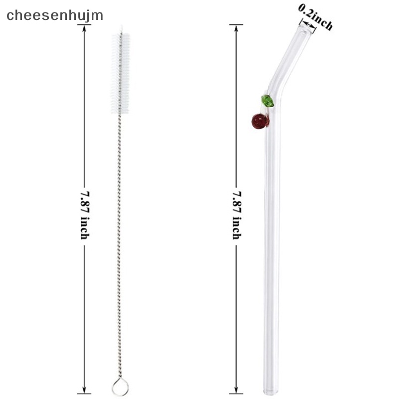 Bộ Ống Hút Thủy Tinh Borosilicate Cao Có Thể Tái Sử Dụng Kèm Cọ Hình Nấm / Cocktail / Trà / Cà Phê