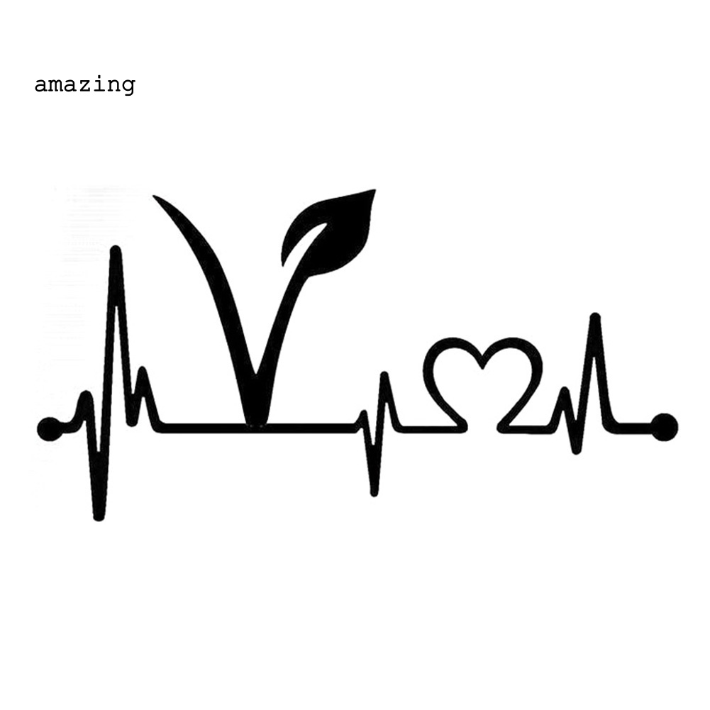 Sticker Vegan Vegetarian Heartbeat Lifeline Dán Trang Trí Xe Hơi