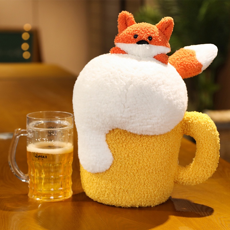 Gối Ôm Nhồi Bông Thiết Kế Hình Ly Bia / Cáo / Bò Sữa Độc