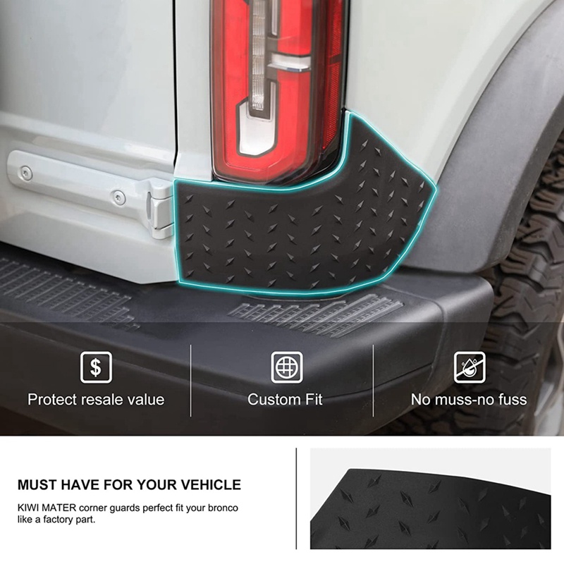 Bộ 2 Khung Bảo Vệ Góc Sau Xe Hơi Màu Đen Thay Thế Chuyên Dụng Cho Ford Bronco 2021-2023